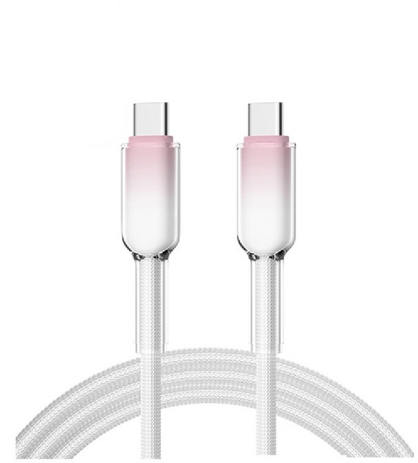 DEMIR 快充線 傳輸線 iPhone充電線, 雪白粉,65W雙TypeC(適用15/16)1米, 1個, 1m