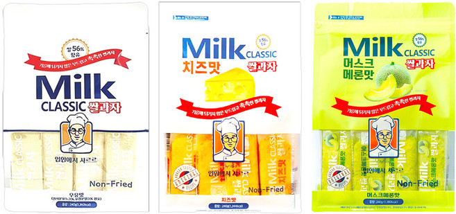 밀크 클래식 쌀과자 우유맛 240g + 치즈맛 240g + 머스크메론맛 240g, 1세트, 720g