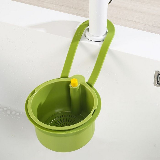 원터치 방식 음식물 쓰레기 거름망 바구니, 1개, 프레시 그린