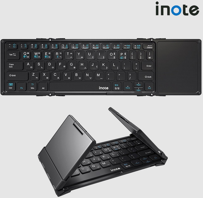 아이노트 Touch Plus 터치패드 접이식 블루투스 키보드 무선 멀티페어링 LE, 블랙