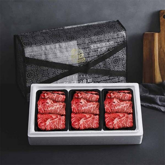 국내산 소고기 꽃등심 선물세트 1등급 900g(꽃등심 300gx3팩), 900g, 1세트