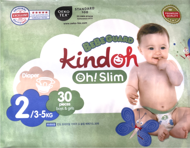 킨도 프리미엄 오슬림 베베가드 밴드형 기저귀 중형 유아용, 2단계, 30매