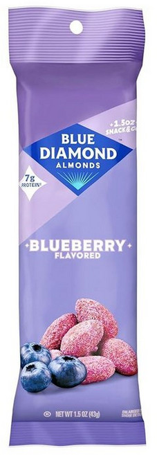 Blue Diamond Almonds 블루베리 맛 스낵 너트 1인용 백 (42.5g(1.5온스) 튜브 12개 팩), Blue Diamond Almonds, 블루베리 맛 스