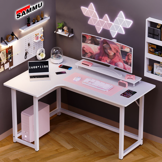 SAMMU L자형 코너 컴퓨터 책상 게이밍 책상 학습 책상 탄소 섬유 상판 1200 1400 좌측 코너 우측 코너 검정색, L-좌측 코너, W-흰색