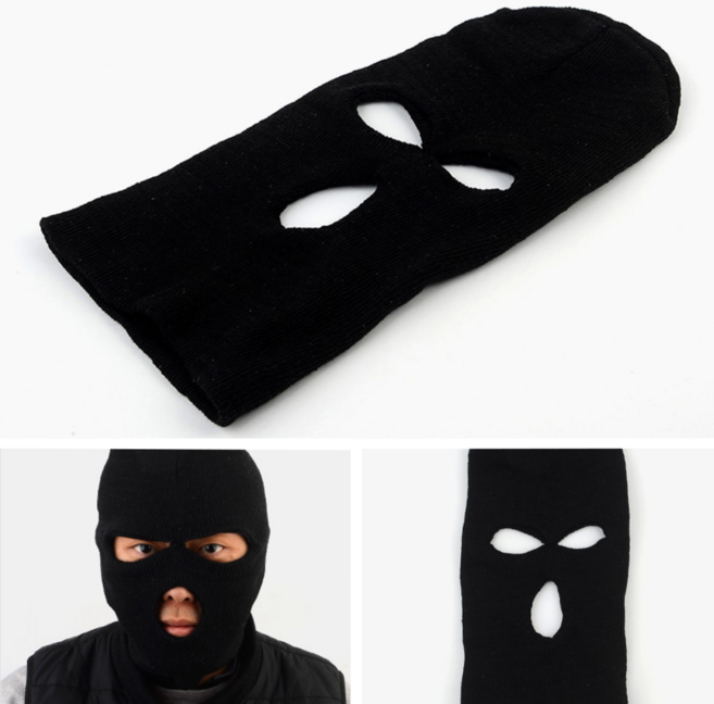 특공대 눈코입 뚫린 니트 복면 오토바이 라이딩 안면마스크 바라클라바 낚시 방한 넥워머, 검정