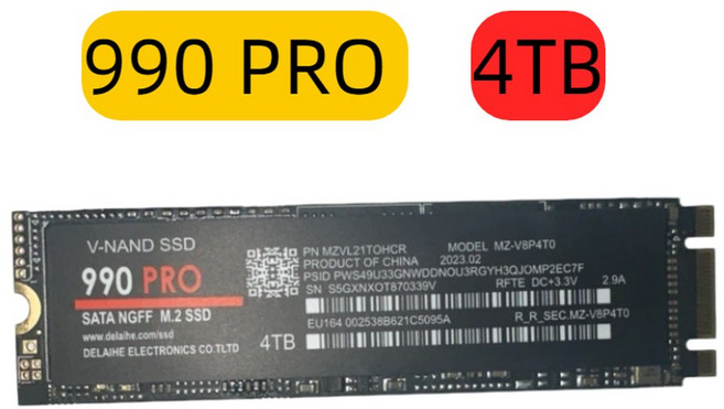 980Pro 990Pro PCIe 고속 SSD 1TB 2TB 4TB 7400MBs 빠른 내장 드라이브 컴퓨터 저장 용량 업그레이드용, 990Pro 4TB