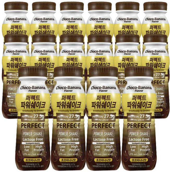 칼로바이 퍼펙트파워쉐이크 헬스 단백질 보충제 초코바나나, 275ml, 16개