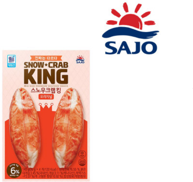 대림 스노우 크랩킹 140g x6개 맛살 게살 크래미, 840g, 9개
