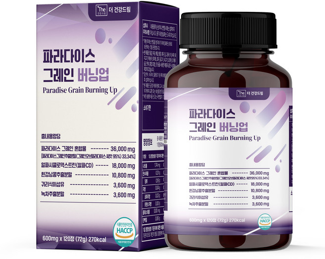 더건강드림 파라다이스 그레인 버닝업 알파CD 600mg, 1개, 120정