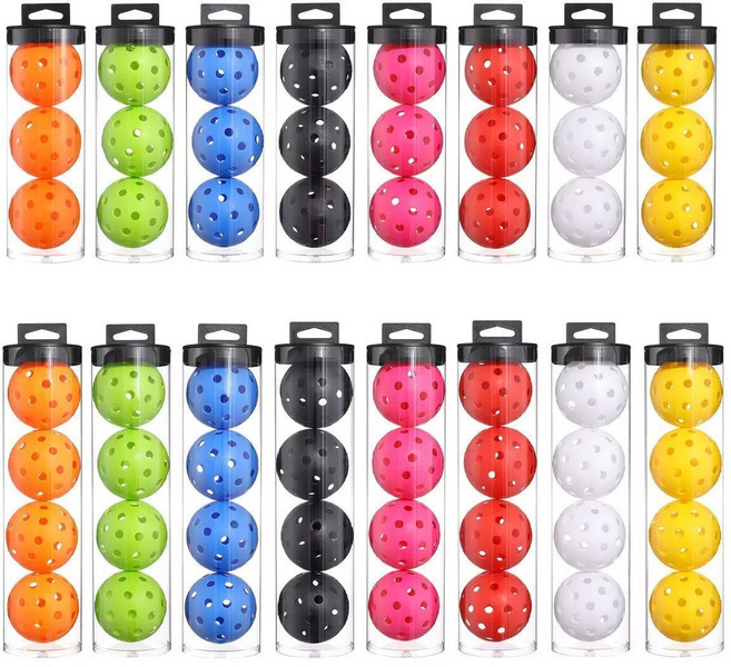 運動匹克球 40孔74mm標準比賽訓練球 26孔室內防風戶外球, 1個, 訓練球【孔數顏色默認隨機】可聯系客服指定三球高端透明桶裝