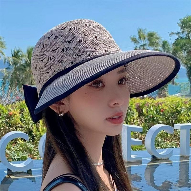 網眼空頂帽新款帽子女韓版夏天沙灘旅遊防曬遮陽帽戶外大檐遮陽帽