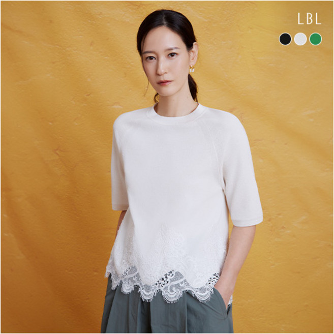 [LBL] ○26 SUMMER 프렌치린넨 블렌디드 레이스 반팔 니트