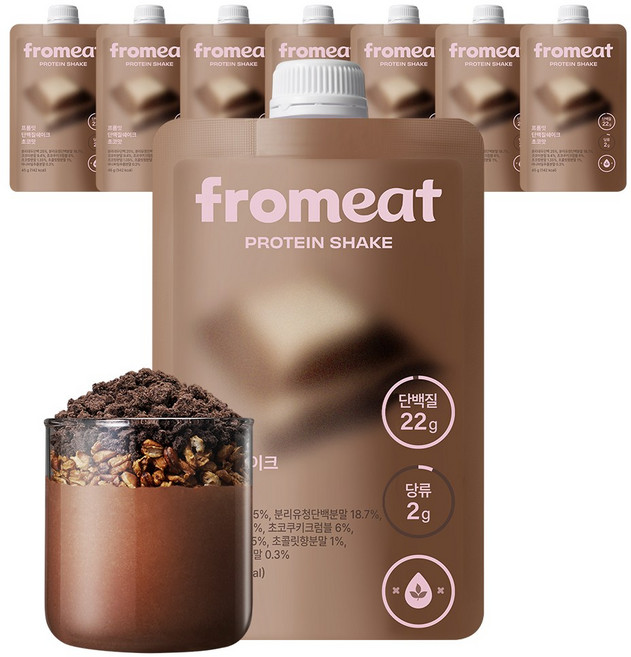 [속세맛 다이어트] 프롬잇 단백질 쉐이크 초코맛 파우치 식사대용 WPI, 7개, 45g