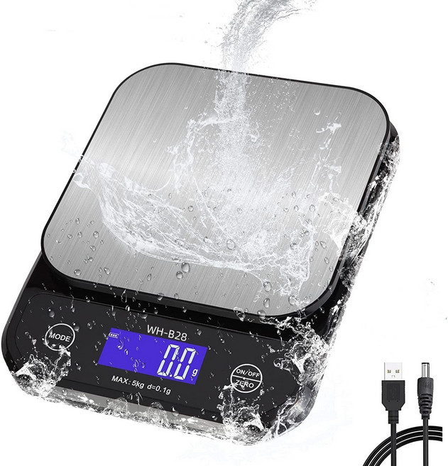 계량전자저울 디지털 방수형 주방저울 5kg/10kg/0.1g/1g 고정밀도 저울가정용 워터프루프, 방수형 WH-B28 5KG~0.1G, 1개
