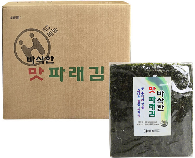 해농 바삭한 맛 파래김, 180g, 12개