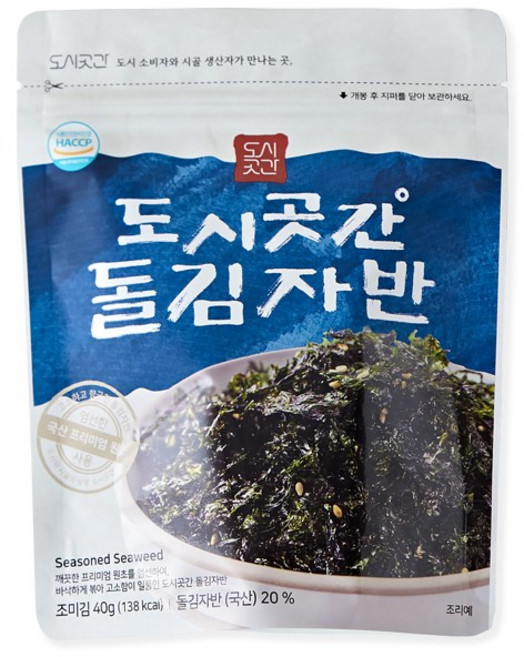100% 국내산 원초 돌자반 김자반, 40g, 2개