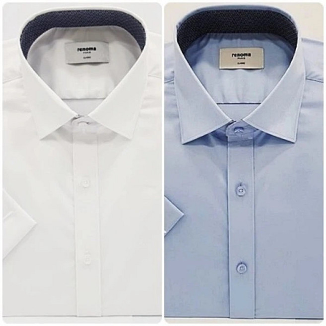 레노마셔츠 일반핏/반소매/노-포켓/활동성 편한 스판/여름 반팔셔츠 RZUSGP905 WH BU_US