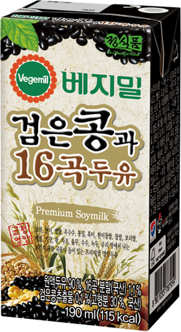 베지밀 검은콩과16곡두유 190ml x 48팩, 48개