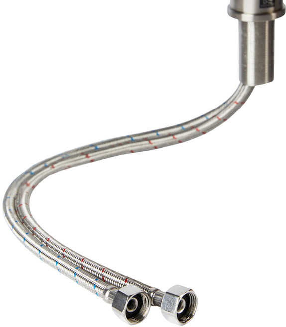 PLUS워터 무타공 직수형 언더싱크 정수기 최고급필터, 스텐 연장호스 2개 (냉수/온수)