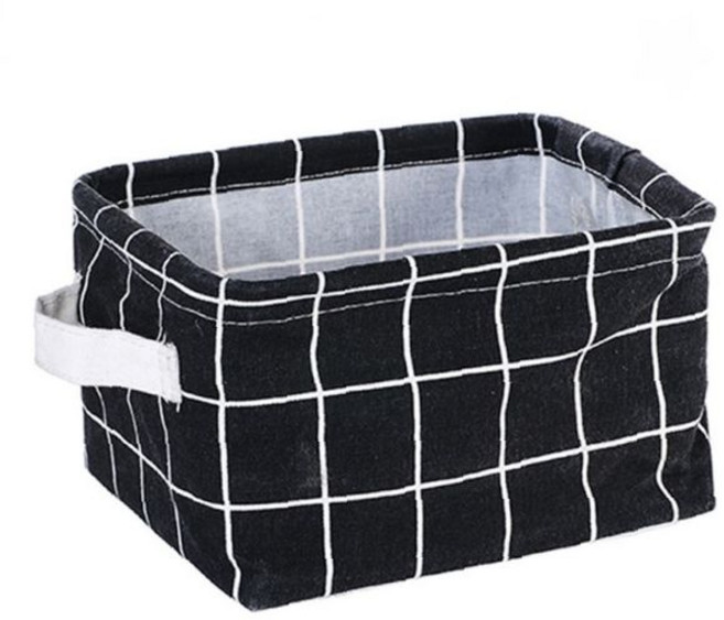 [FullyJully] 천 패브릭 바구니 소쿠리 접이식 손잡이 책상 소품함, 1개