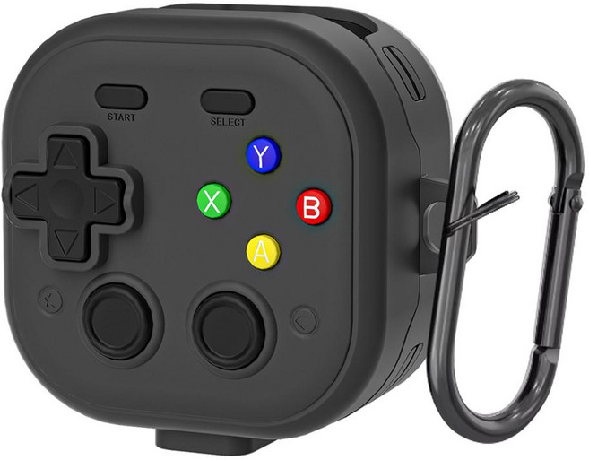 XDcase 삼성 갤럭시 버즈4 / 4 프로 레트로 게임 콘솔 디자인 이어버드 보호 케이스(블랙), 2개, 검은색