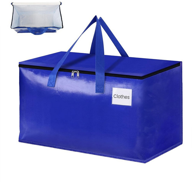 하루꿈 대용량 이사박스 이사가방 다용도 정리 파우치 이불 의류 수납 정리함 접이식 방수, 블루, 1개