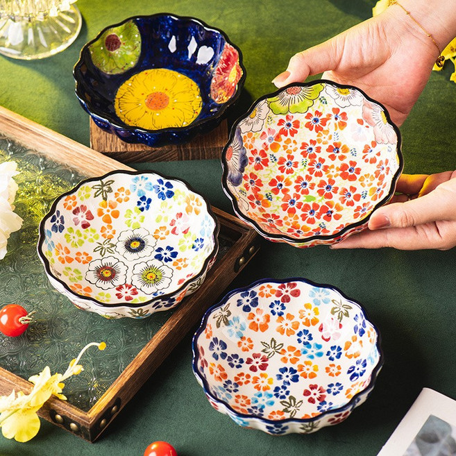 BLOWFISHFUGU 핸드페인팅 폴란드 디저트 접시 반찬 접시 스낵 플레이트 디저트 접시 15CM, A+B+C+D, 4개