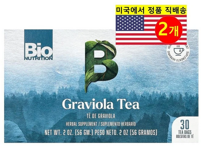 Bio Nutrition 오가닉 그라비올라 허브 티 무카페 30개입 56g 1개, 2개 - 쿠팡