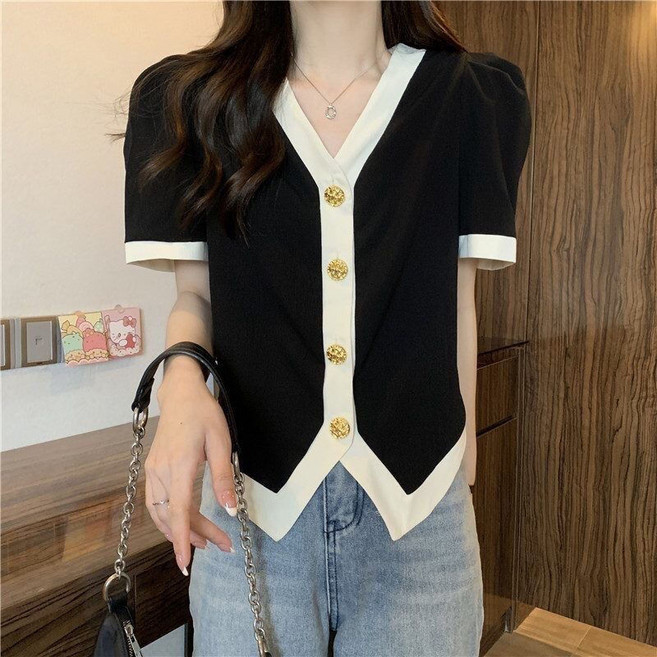 여성용 트위드 반팔 코트 봄 여름 패션 빅사이즈 소향풍 셔츠 캐주얼 기질 자켓 슬림핏 코디 정장 상의 WMY