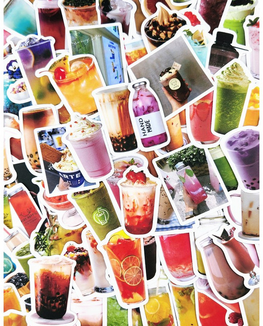 음료스티커 C형 다꾸 세트 디저트 음식 인스 커피 귀여운 다이어리 꾸미기, C형/90장