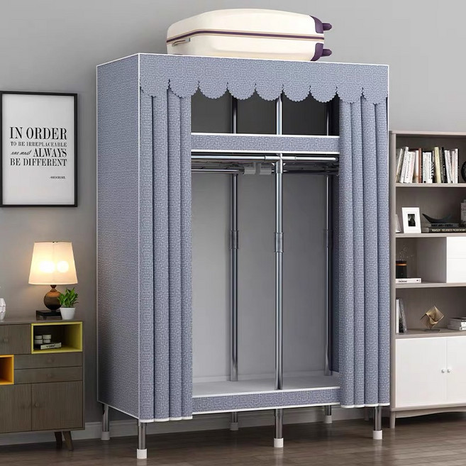 Alemon 간이옷장 합금 조립식옷장 비키니 옷장, 110cm, 01그레이