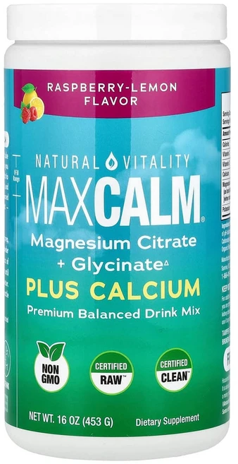 네츄럴바이탈리티 캄 플러스 칼슘 스트레스 안티 드링크 믹스 라즈베리 레몬 454g 16oz, 16 온스, 1개, 453g - 쿠팡