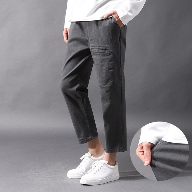 후앙스 남자 면 워싱 스판 세미와이드 9부 밴딩 팬츠 FHCP-3828