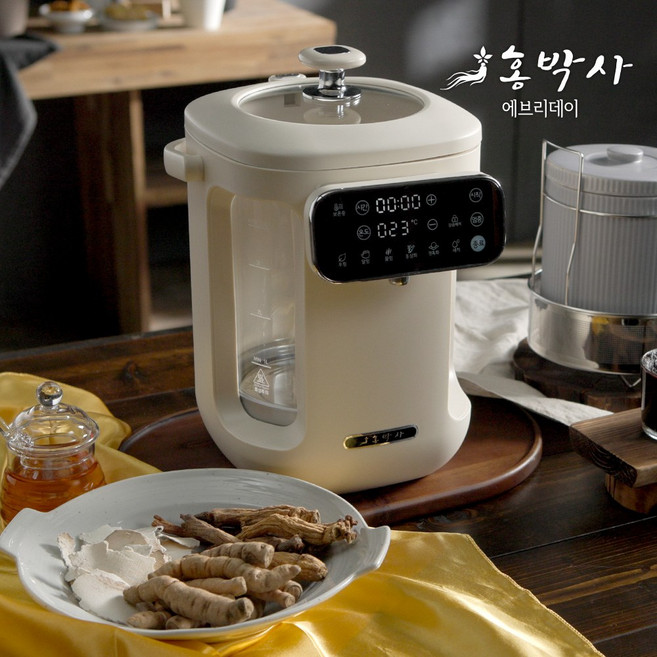 홍박사에브리데이 홍삼제조기 홍삼중탕기 대용량3.8L 원적외선세라믹도자기추가 티메이커 약탕기, 크림