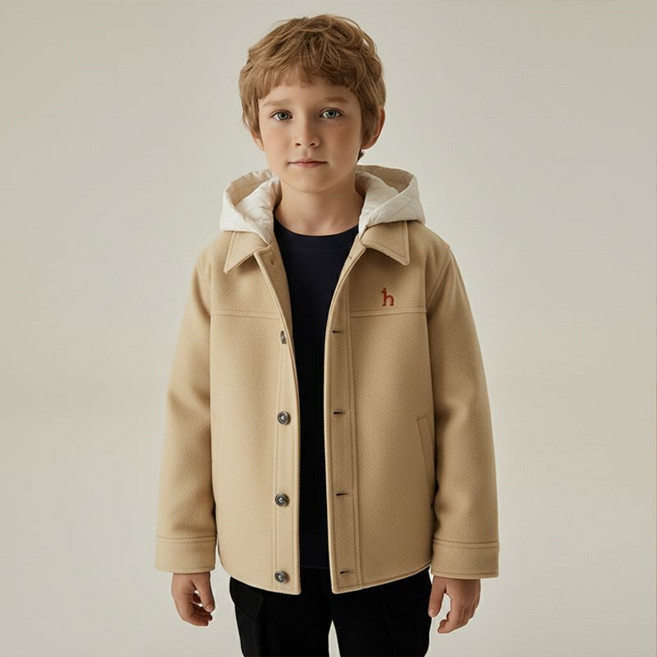 헤지스 키즈 헤지스키즈 모 100 하프 코트 HTW11CC08M YE