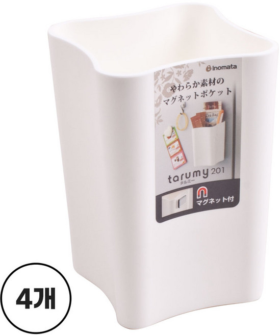 이노마타 일본 자석 소프트 슬림 + 와이드 수납함, White, 4개