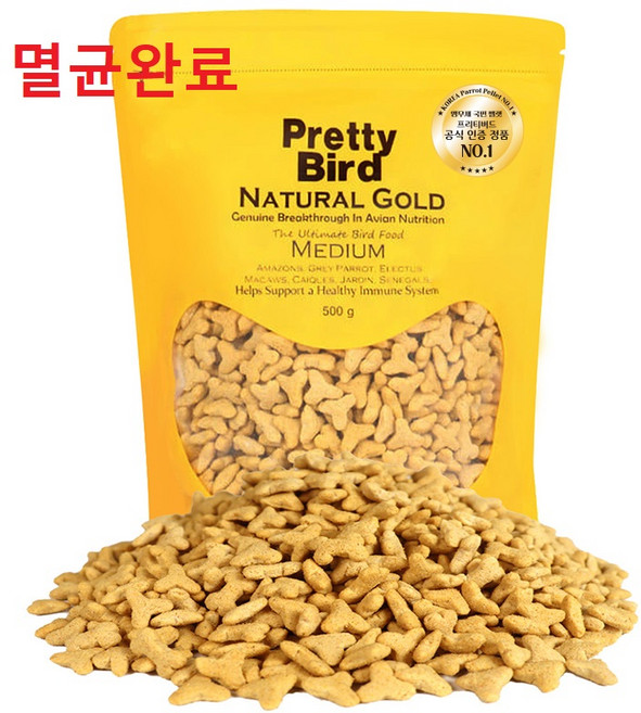 프리티버드 네츄럴골드 조류사료 미디움, 500g, 1개