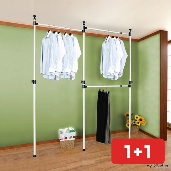행거 3단 고정식 천장 옷걸이 드레스룸 붙박이 의류 수납, 상세페이지 참조