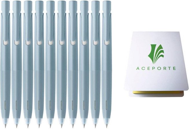 ACEPORTE Zebra Blen 접이식 볼펜 파인 포인트 0.5mm 10팩 (레드 잉크/화이트 바디) 스티커 노트 밸류 세트 제브라 볼펜 제브라 3색 볼펜 제브라 볼, 블랙(라이트 블루 바디)