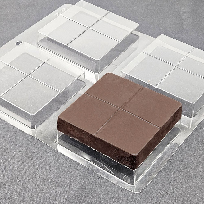 대림상사 초콜릿 틀 4구 두바이 몰드 2호 정사각 몰드 페트 판 초콜릿 틀, 1개