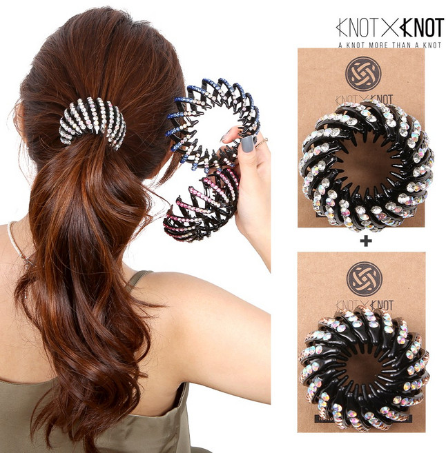 [KNOTXKNOT] 1-2p 그라데이션 큐빅 만두 포니테일 자바라 헤어핀