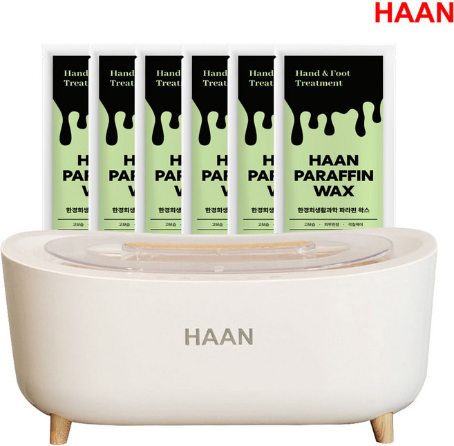 [국내생산왁스] 한경희생활과학 미온담 파라핀베스 HJB-5000 + 왁스 샤인머스킷 6개 가정용 용해기 손발 테라피 촛농 손발찜질, 1세트