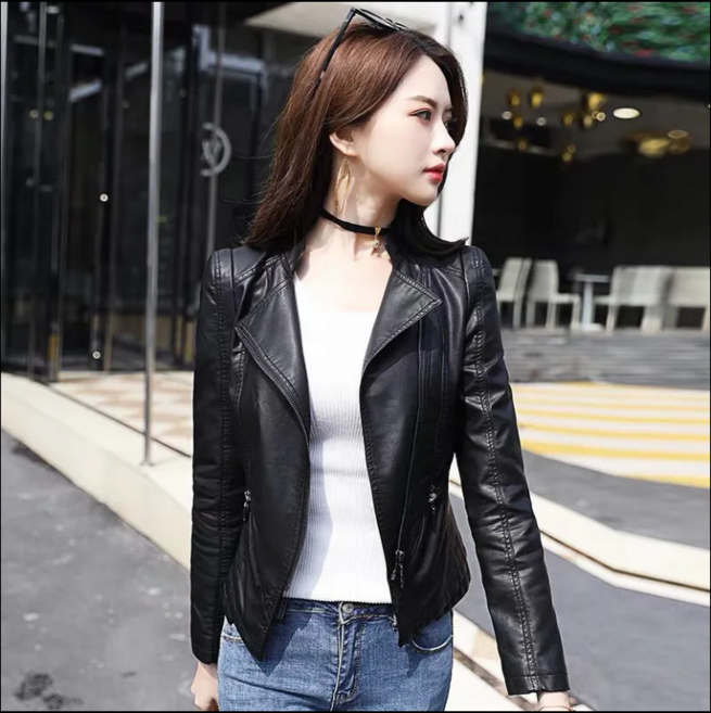 패션고리 여성 차이나넥 슬림핏 데일리 라이더 가죽 숏 자켓 H3