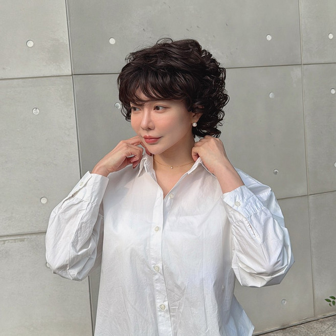 여성 중년 가발 숏컷 엘레강트 러블리 베이비펌 - 호시헤어위그, 1개, 엘레강트 딥 초코 브라운