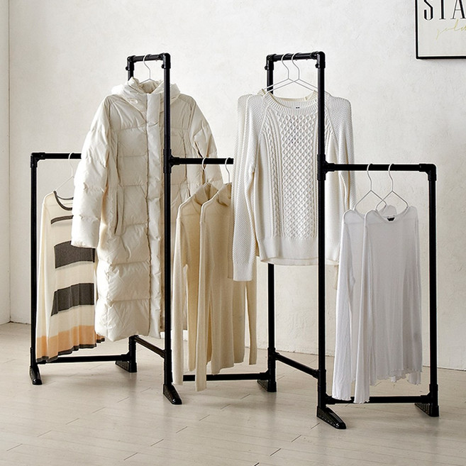 [국내생산] 공간활용 틈새 스탠드형 접이식 행거 모음 - 이음이 3단 5단 하이 / 블랙 아이보리 색상, 접이식 행거 -이음이 5단 블랙