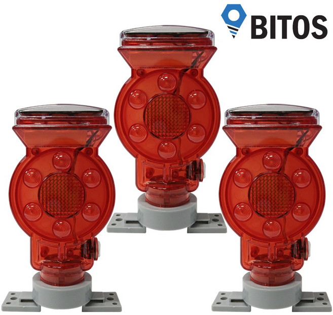 쏠라 LED 경고등 경광등 태양열 충전 드럼용, 3개