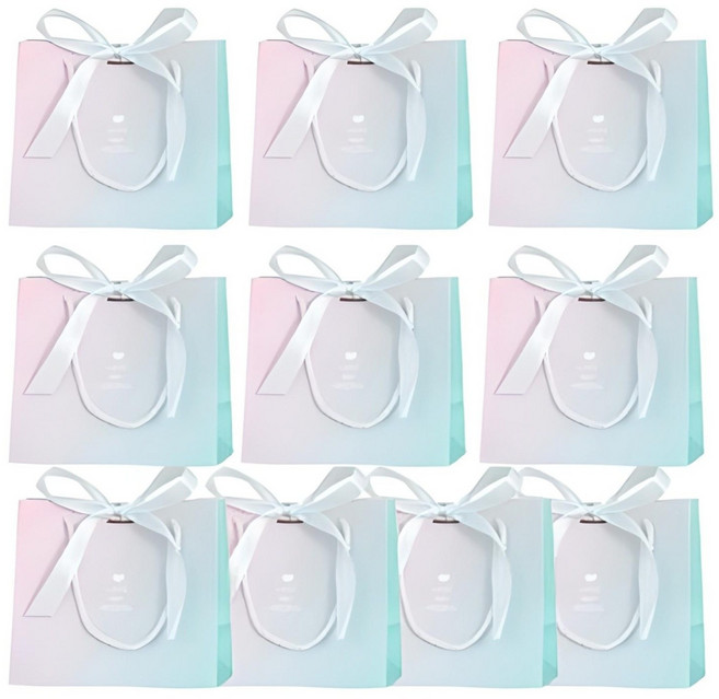 선물용 리본장식 포장가방 쇼핑백 10p, 그라데이션