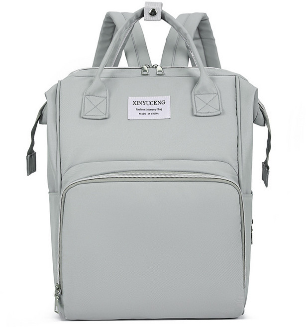 DFMEI 新款媽咪包純色媽咪包女大容量收納雙肩包多功能戶外帶娃母嬰包, 灰色