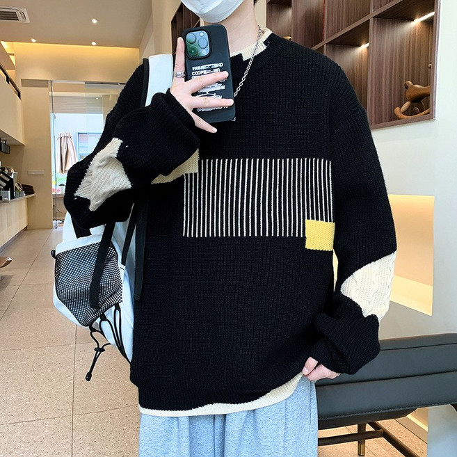 스타일닥터 남성 캐주얼 라운드 니트 스웨터 남성 패션 루즈핏 스웨터