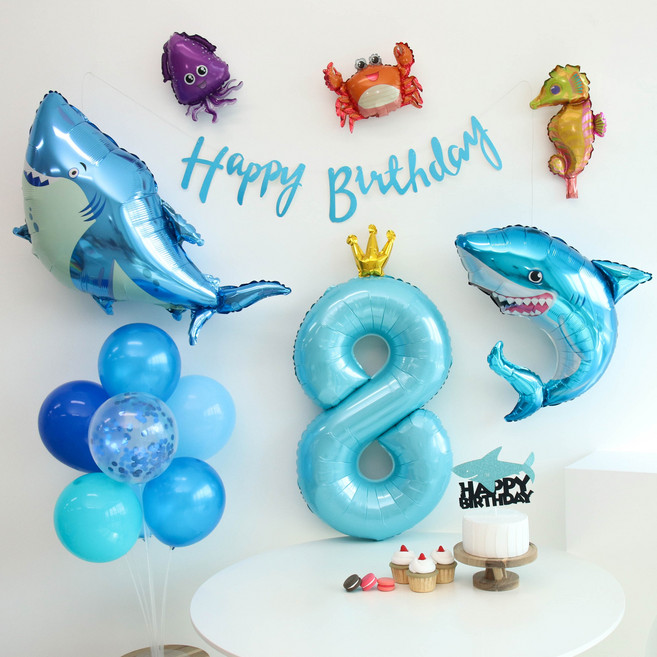 이벤트홀릭 상어 풍선 생일파티세트, 숫자풍선 8